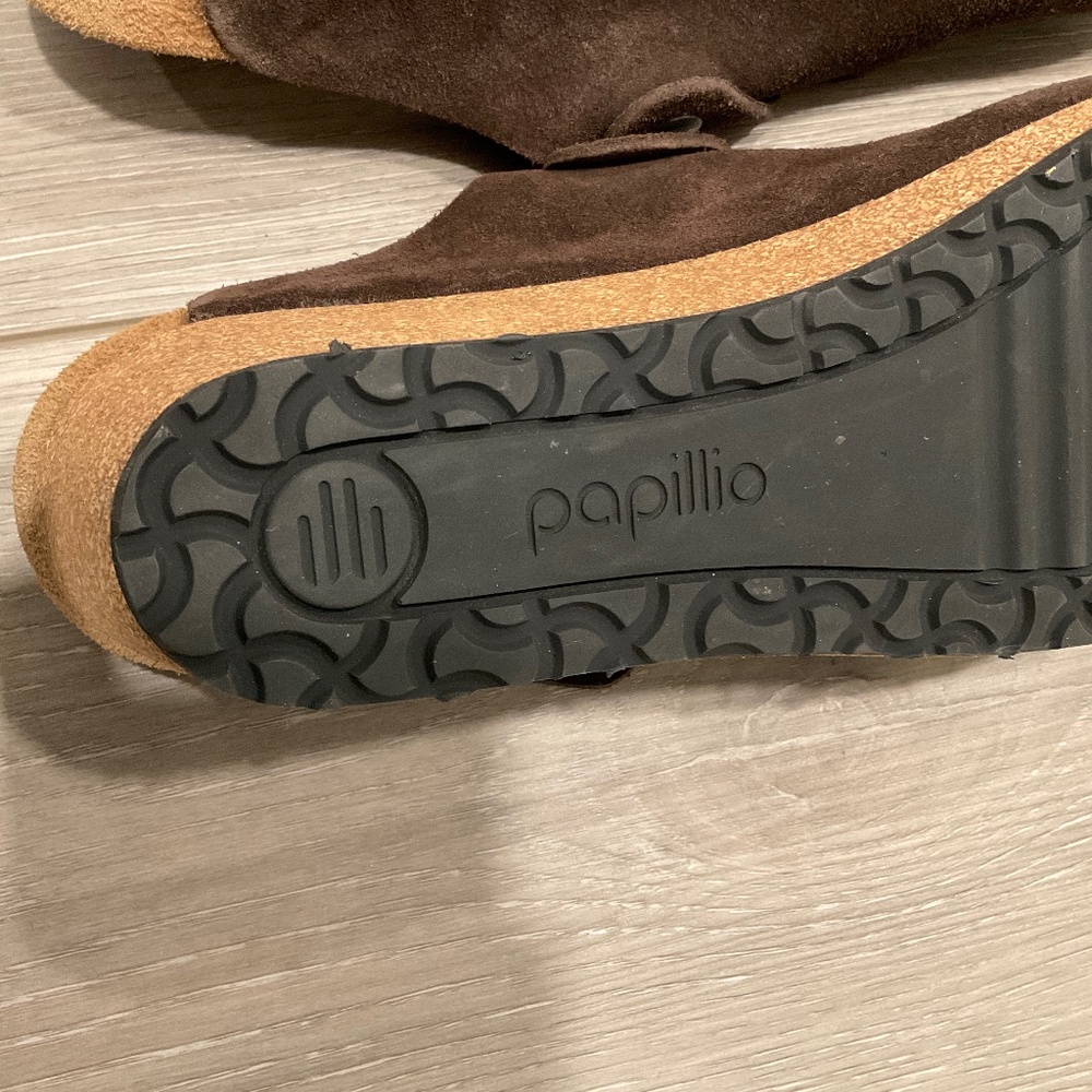 BIRKENSTOCK Papillio Fanny Suede Wedge Clog Brown Size Women’s 11 Like New - Picture 7 of 10